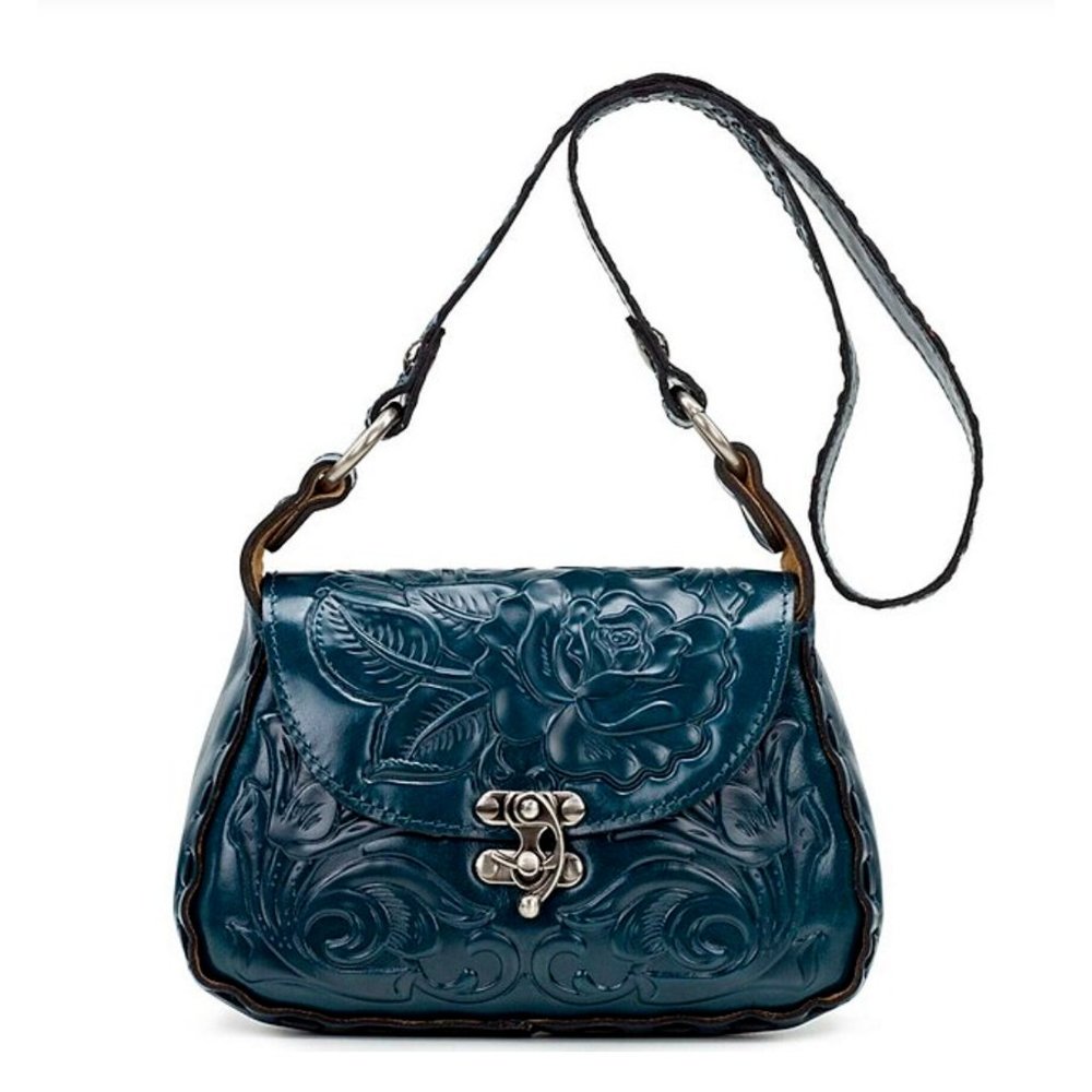 NWT Patricia Nash Rose Tooling Collection Micaela Floral Leather Shoulder Bag
